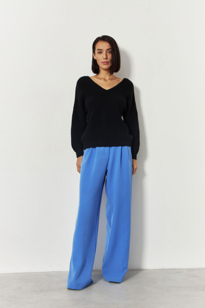 Свитер с V-вырезом (one size, черный)